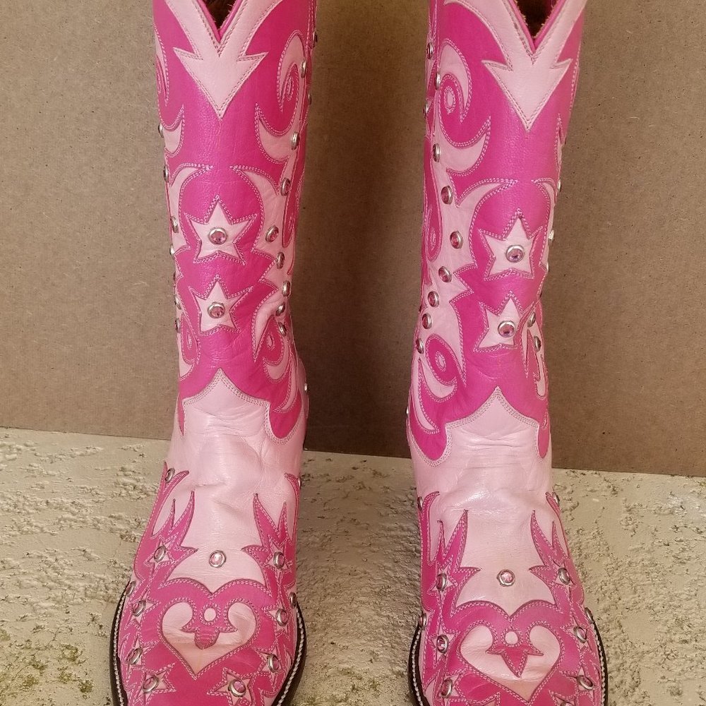 Rocketbuster Raindance Sparkle pink cowboy boots;  Approx. size 9.5-10M